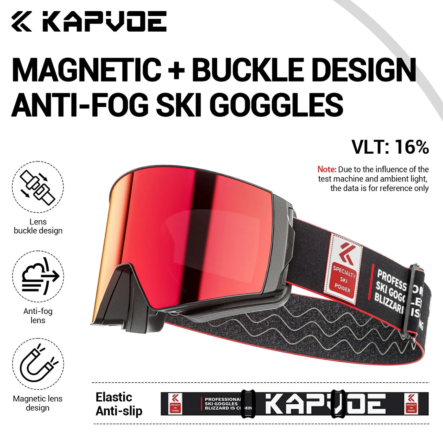 KAPVOE Outdoor Ski Snowboard Goggles for Men Women OTG Snow Goggles Anti Fog UV Protection Double Layer Magnetic Lenses