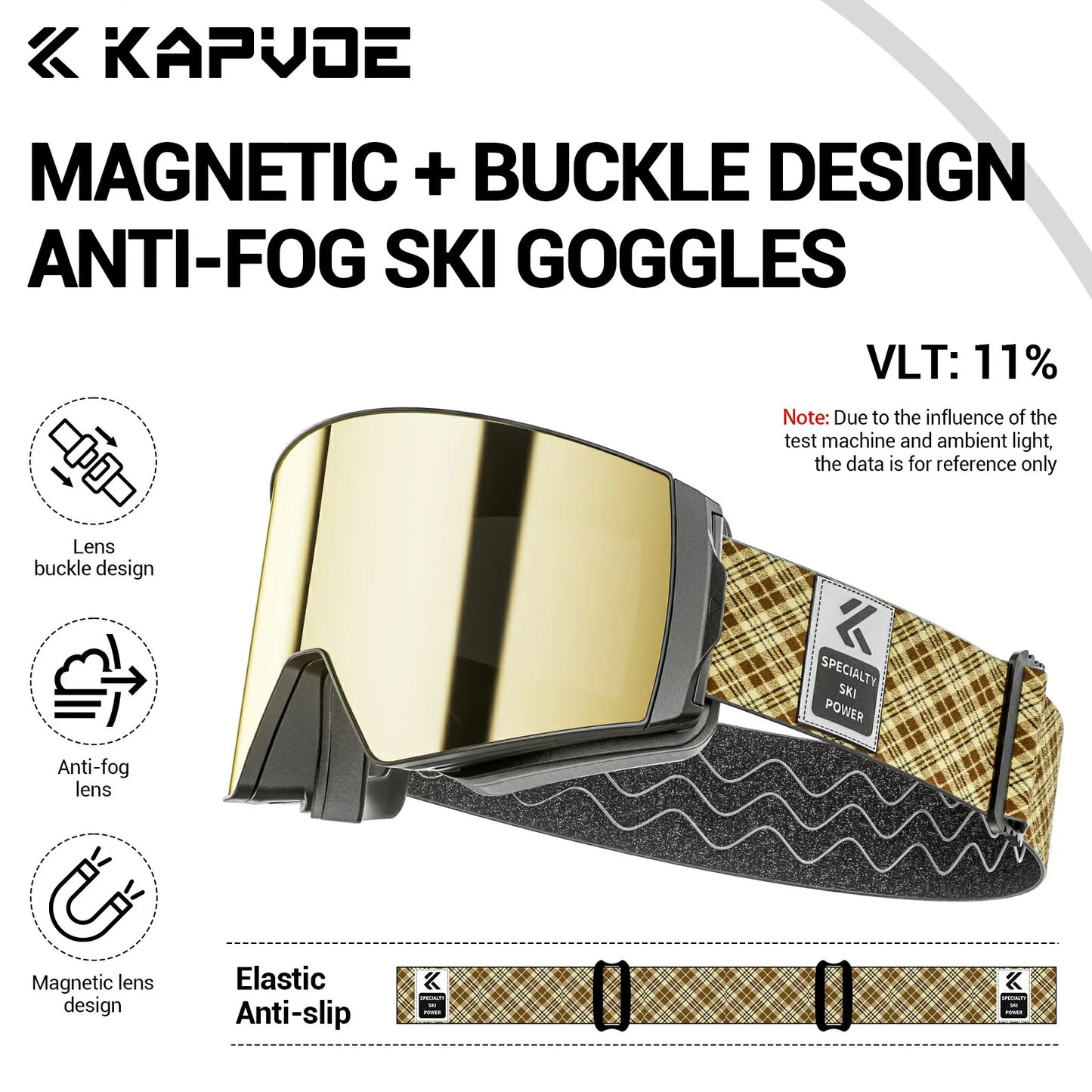 KAPVOE Outdoor Ski Snowboard Goggles for Men Women OTG Snow Goggles Anti Fog UV Protection Double Layer Magnetic Lenses