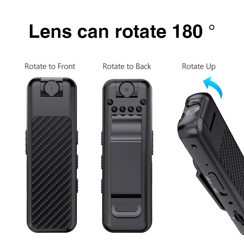 V1 1080P Mini Portable Camera with Back Clip Infrared Night Vision Camera, Suitable for Outdoor Sports and Office Security