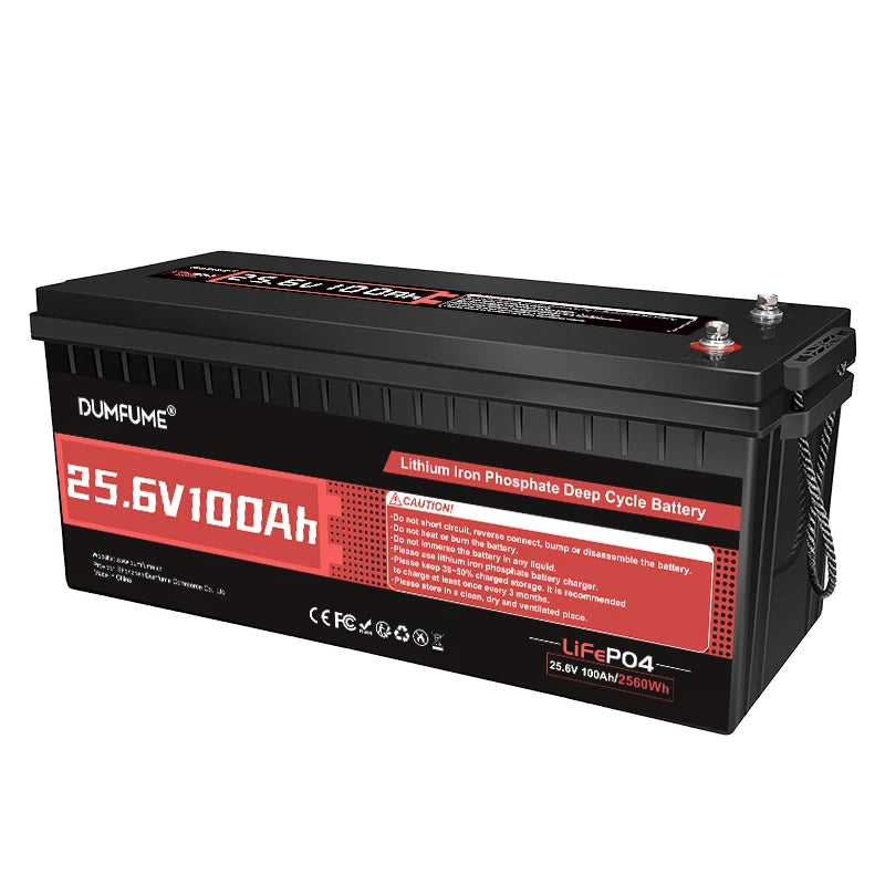 Dumfume 24V 100Ah Lifepo4 Lithium Battery 100A BMS 12V 600Ah/12V 314Ah/12V 100Ah/36V 100Ah Battery Solar RV 1 Year Warranty
