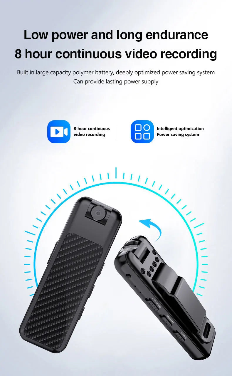 V1 1080P Mini Portable Camera with Back Clip Infrared Night Vision Camera, Suitable for Outdoor Sports and Office Security
