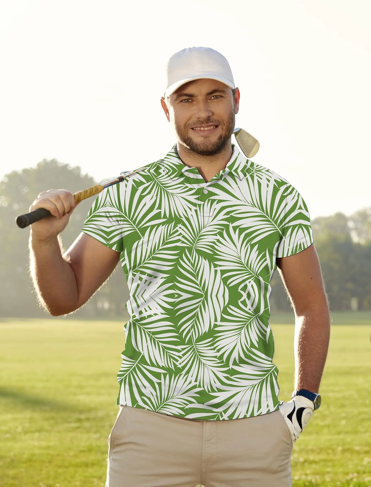 Men's Golf Shirt Hawaii Golf Polo Shirt Tennis Sports T-shirt Soft Breathable Elastic Fabric Short Sleeve