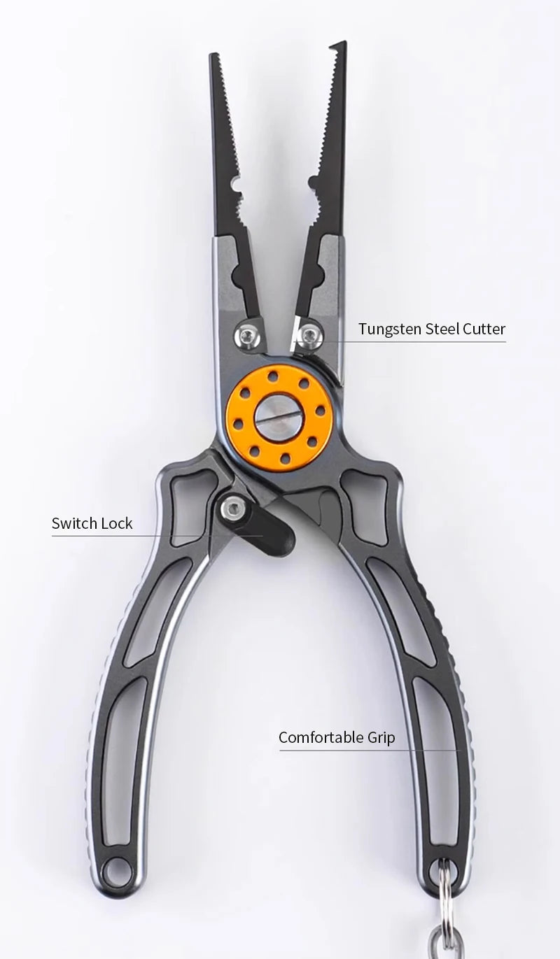 Shawto Aluminium Alloy Fishing Gripper Professional Fishing Lip Grabber Tool Fish Scissors Clip Fish Control Tackle Pliers Gear