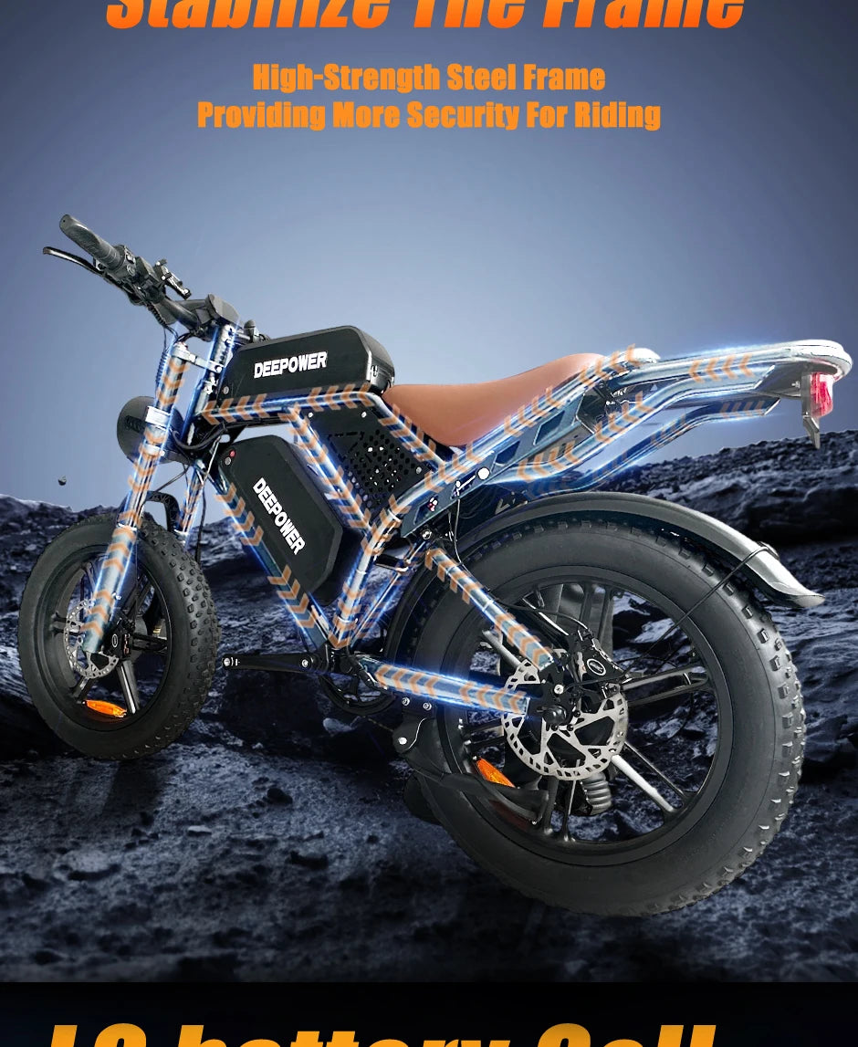 Deepower S8 Electric Bicycle Dual drive 3500W Dual Motor Electric Bike 48V 60AH Removable Battery 20 Inch Fat Tire Adult Ebike