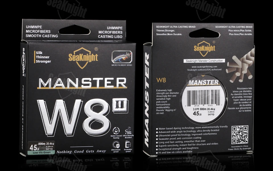 SeaKnight NEW W8 II MANSTER Braid Fishing Line 150M 300M 500M 15-100LB 8 Strands Multifilament PE Line For Freshwater Saltwater