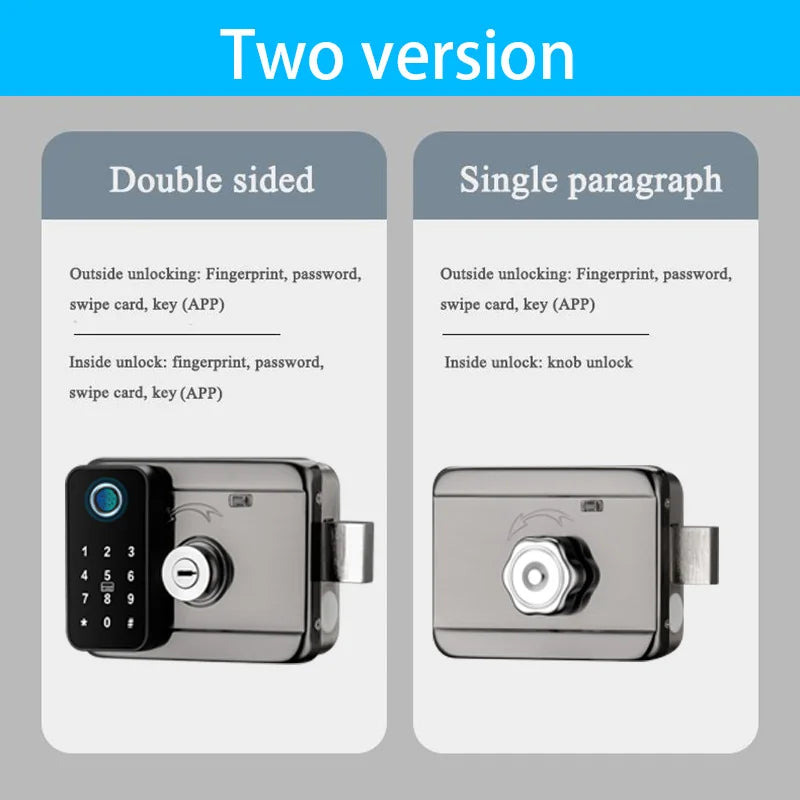 Tuya Waterproof Smart Door Lock Fingerprint Outdoor Garden Remote Control APP Card Digital Code Electronic Double Rim Lock﻿ ﻿