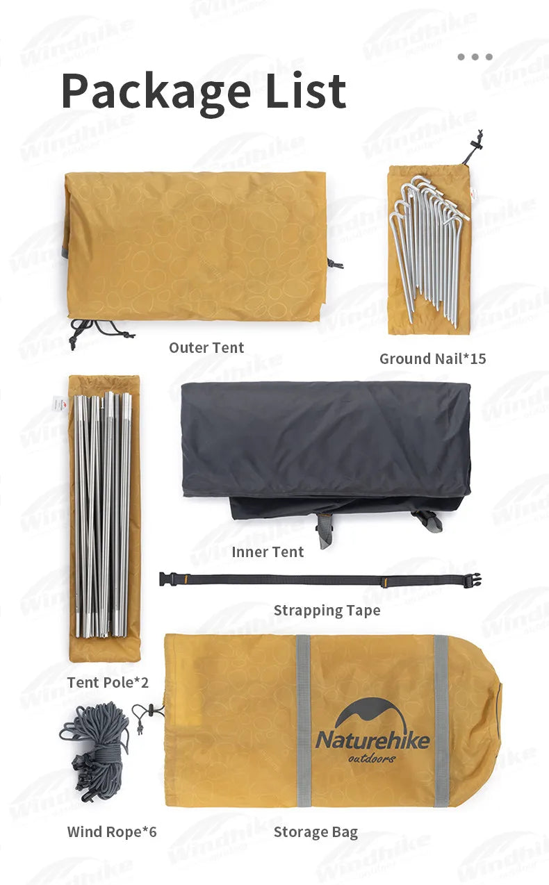 Naturehike Camping Tent 2 3 Persons Portable Waterproof Backpacking Tent Double-layer Outdoor Hiking Travel Camping Equipment