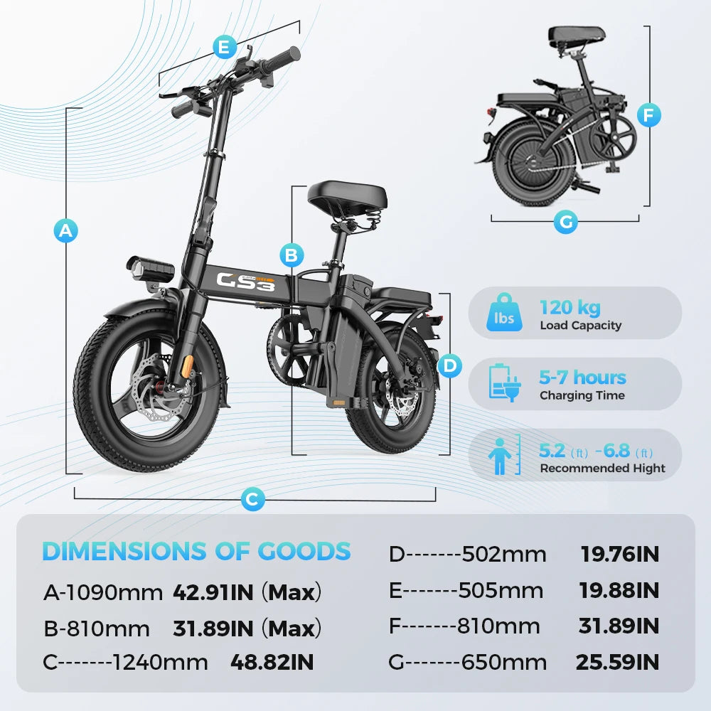 UPlee GS3 Electric Bike 48V 15AH 500W Motor Electric Bicycle 20KM/H Max Speed Motorcycle Style E-bike