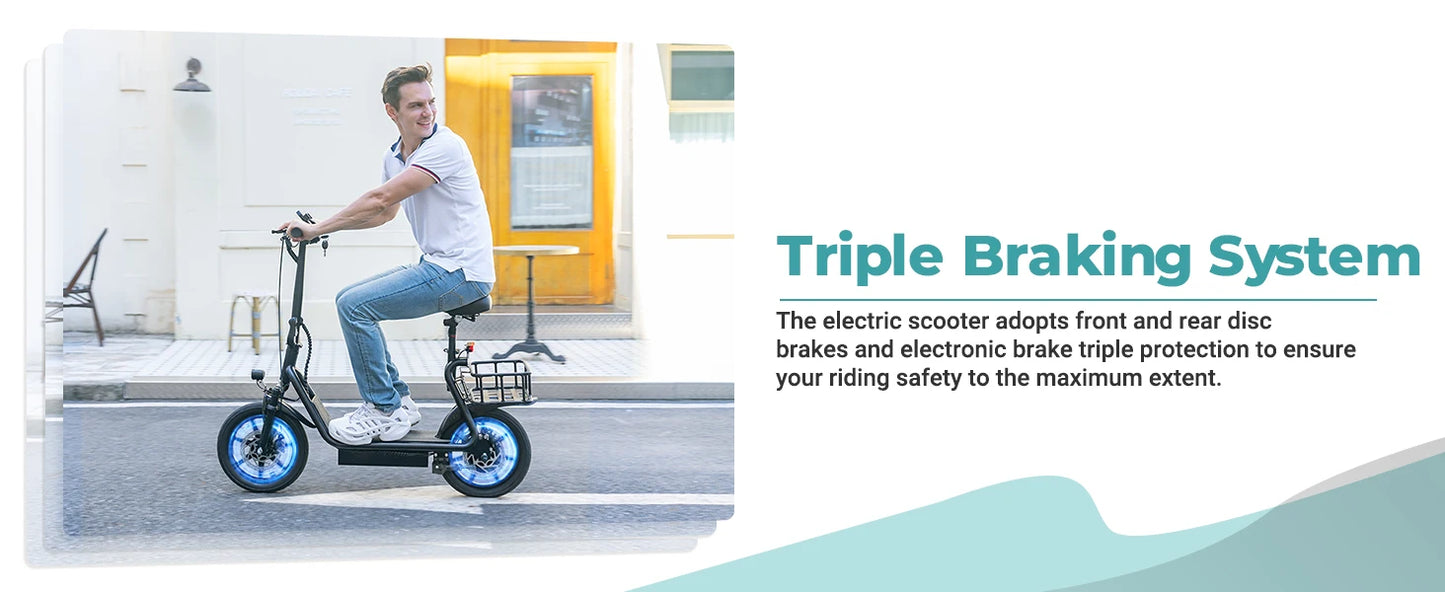 LADPED LPBS 500W 14inch Electric Bicycle 10.4AH Battery 28Miles Max Range 21MPH Max Speed Shock Absorption Foldable Adult Ebike
