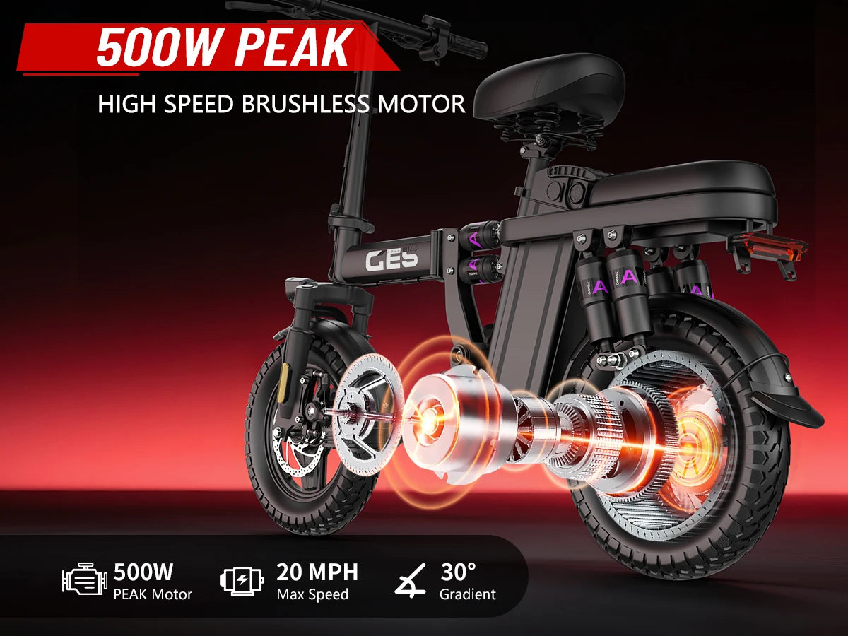 UPlee GE5 Adults Electric Bike 750W Peak Motor 48V 15AH Removable Battery Electric Bicycle 14 Inch Folding Urban leisure e bike
