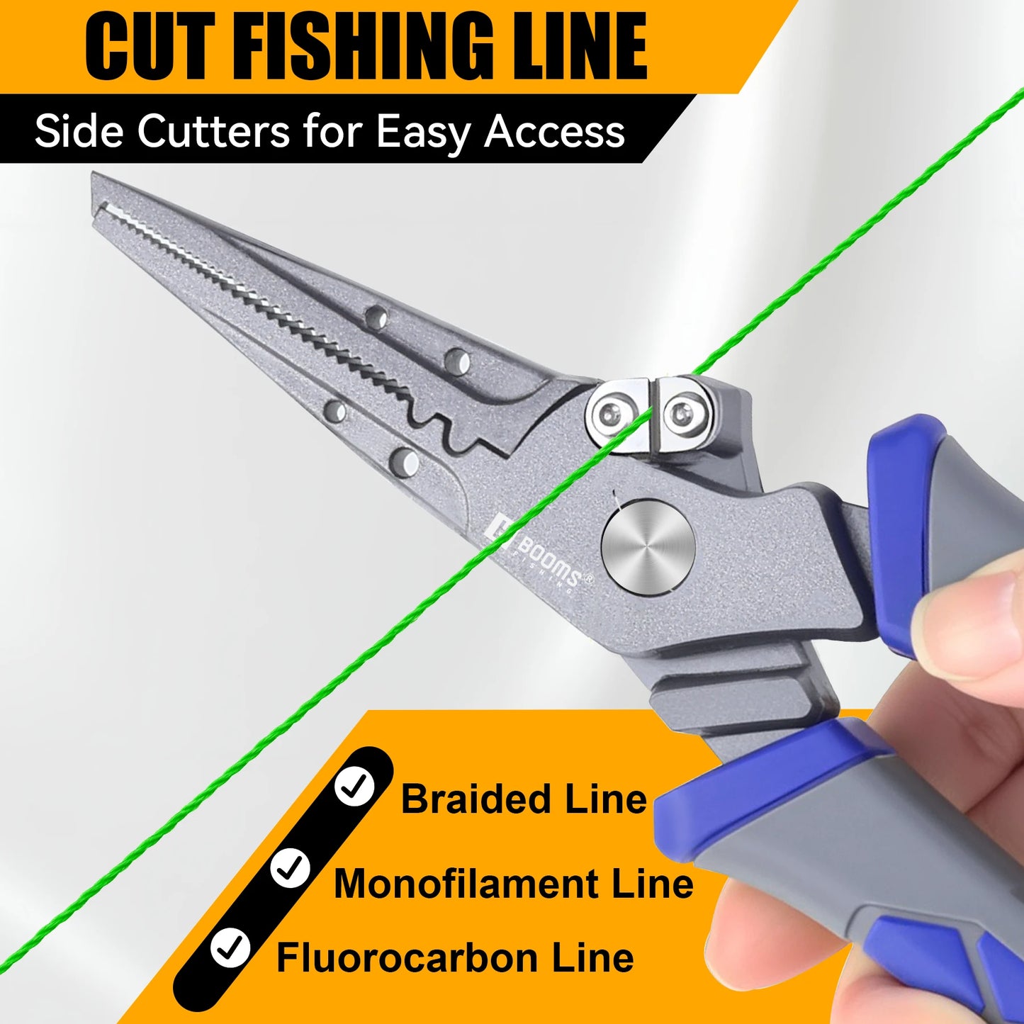Booms Fishing XW15 Fishing Pliers 7.6in Carbon Steel Split Ring Hook Remover Pliers Stainless Steel Braid Line Cut Fishing Gear