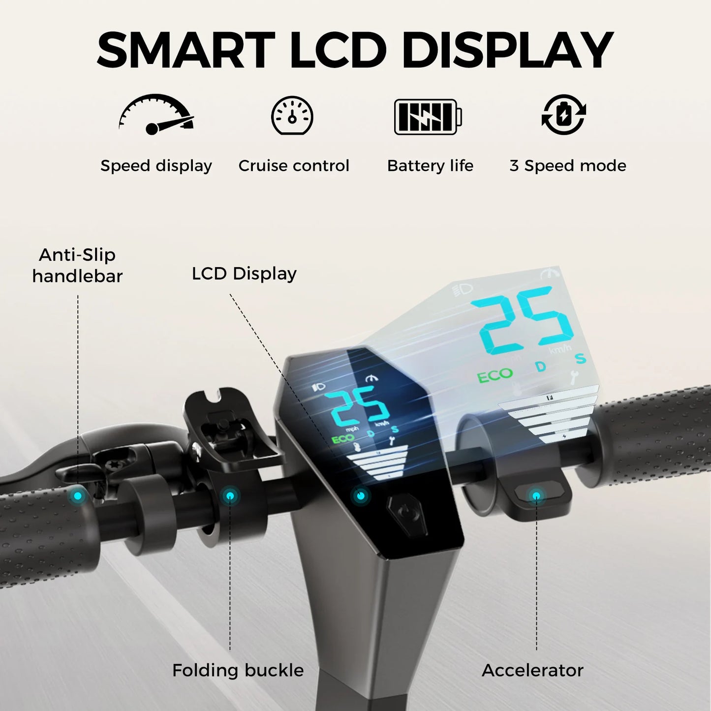 HiQiS V10 E-scooter 500WMotor 36V 10.5Ah 25MPH Speed 22mile Range Foldable E-scooter 10inch Air Tire Electric Scooter for Adults