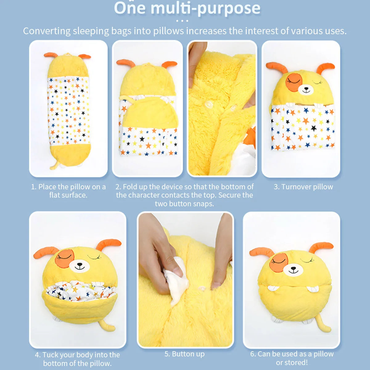 Children's Cartoon Sleeping Bag with Pillow for Birthday Gift Kids Comfy Plush Warm Sleepy Sack Animal Boys Girls Soft Sleepsack