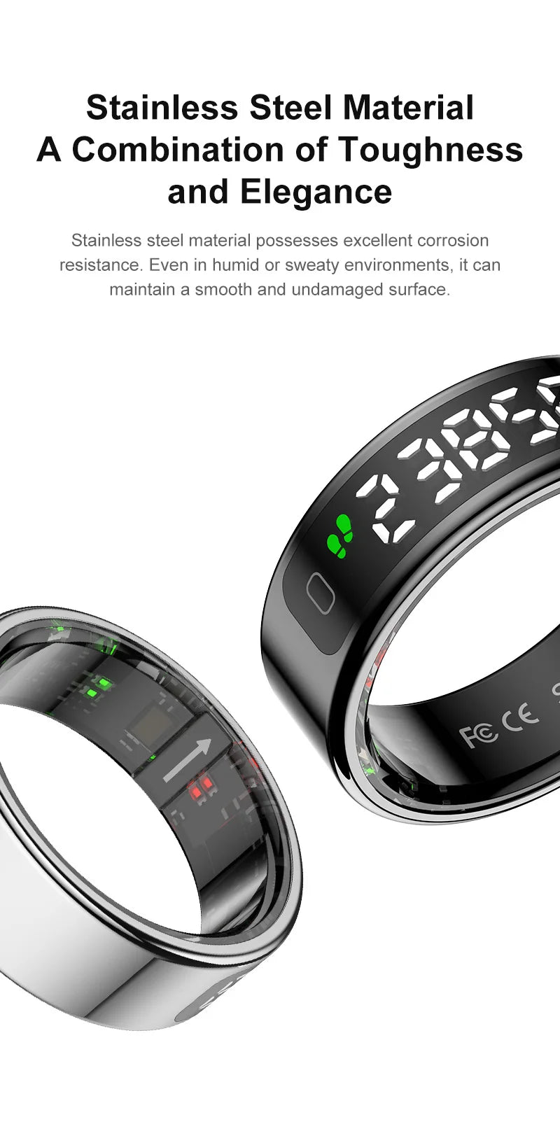 AMZMAX R11 Smart display Ring Men Women with Wireless Charging stand,Health and Sleep Monitor,5ATM Waterproof,Multi-sport Modes