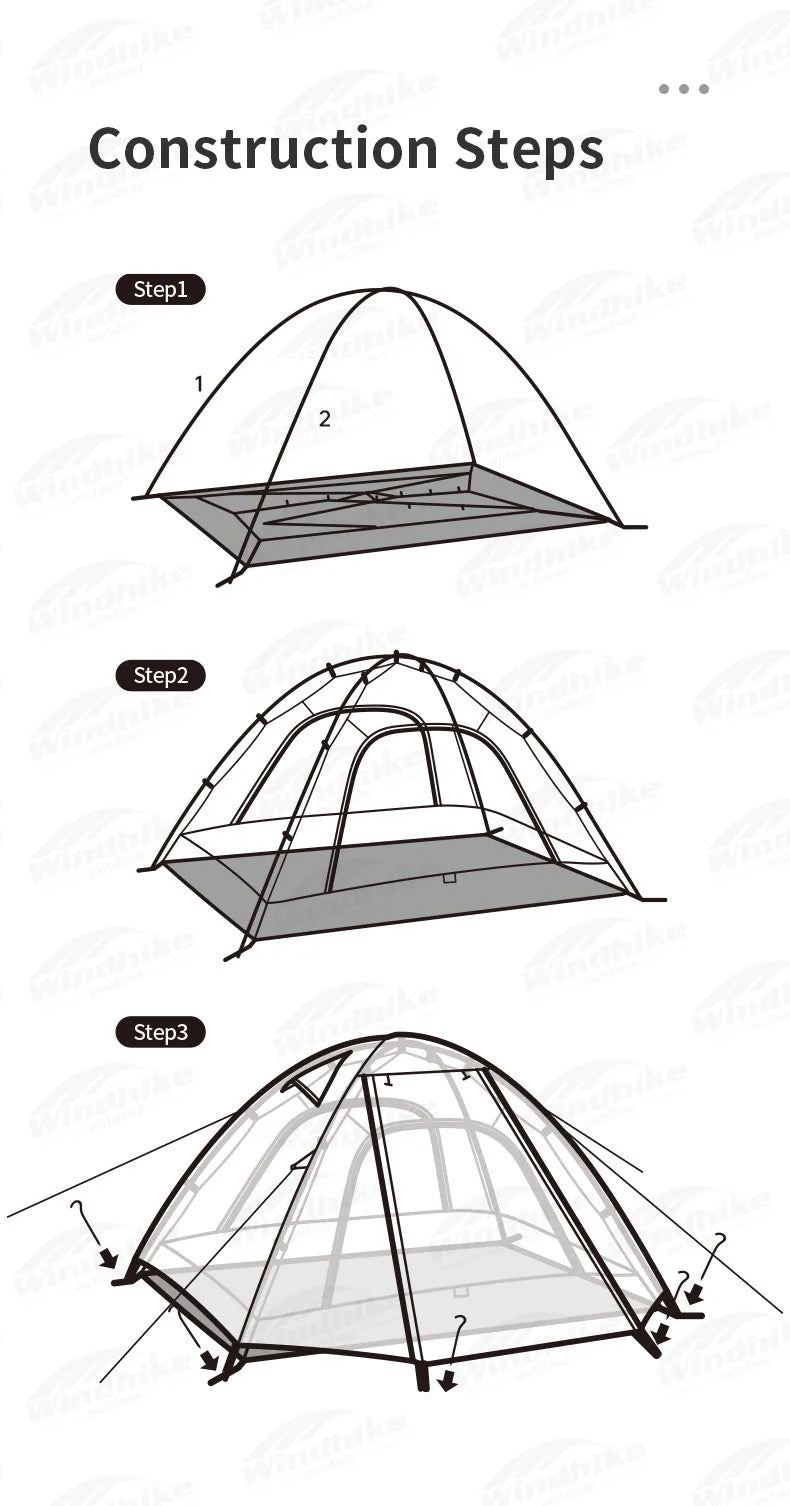 Naturehike Camping Tent 2 3 Persons Portable Waterproof Backpacking Tent Double-layer Outdoor Hiking Travel Camping Equipment