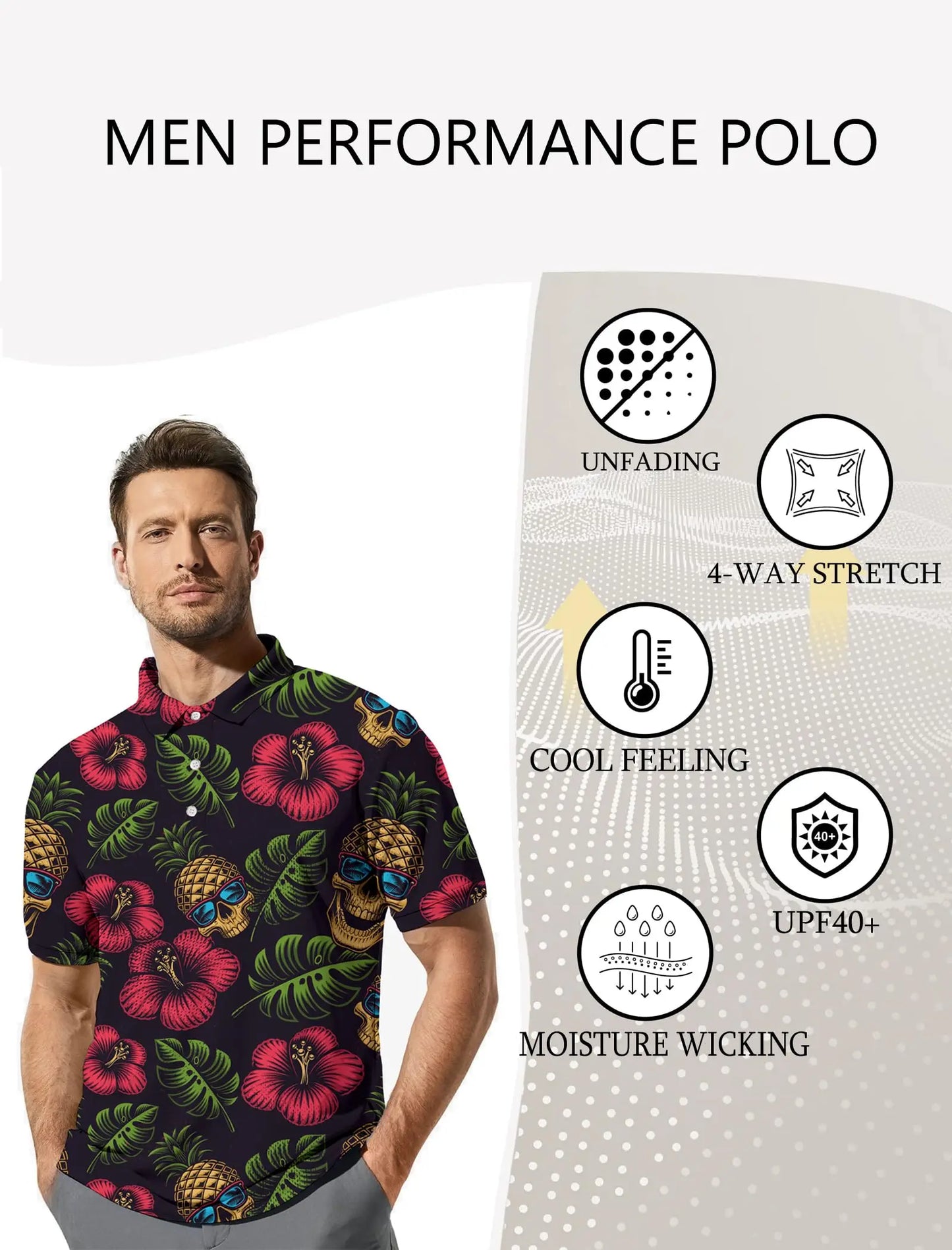 Men's Golf Shirt Hawaii Golf Polo Shirt Tennis Sports T-shirt Soft Breathable Elastic Fabric Short Sleeve