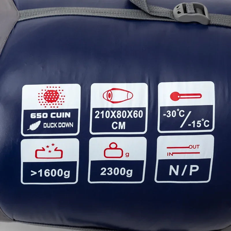 JUNGLEKING Ultralight Mummy Duck Down Sleeping Bag Outdoor Backpacking Camping Hiking Travel Spring Summer Autumn WinterPortable
