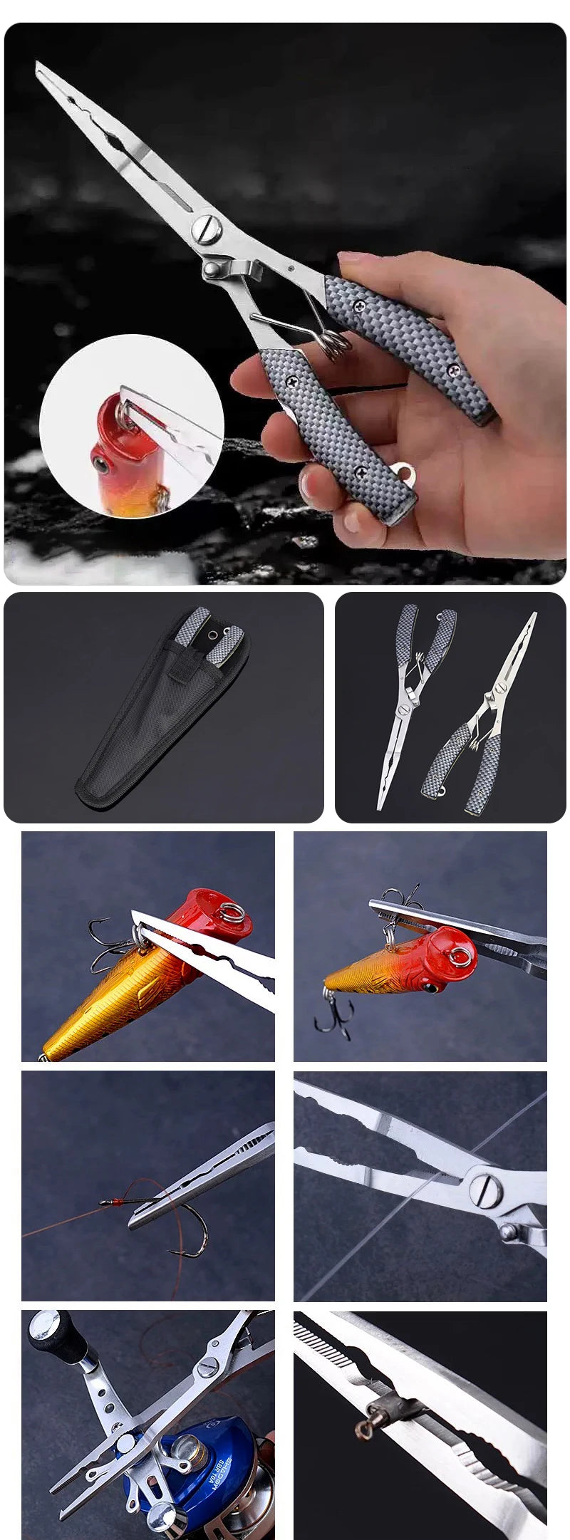 Shawto Aluminium Alloy Fishing Gripper Professional Fishing Lip Grabber Tool Fish Scissors Clip Fish Control Tackle Pliers Gear