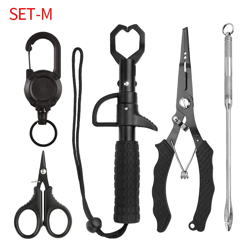 Shawto Aluminium Alloy Fishing Gripper Professional Fishing Lip Grabber Tool Fish Scissors Clip Fish Control Tackle Pliers Gear