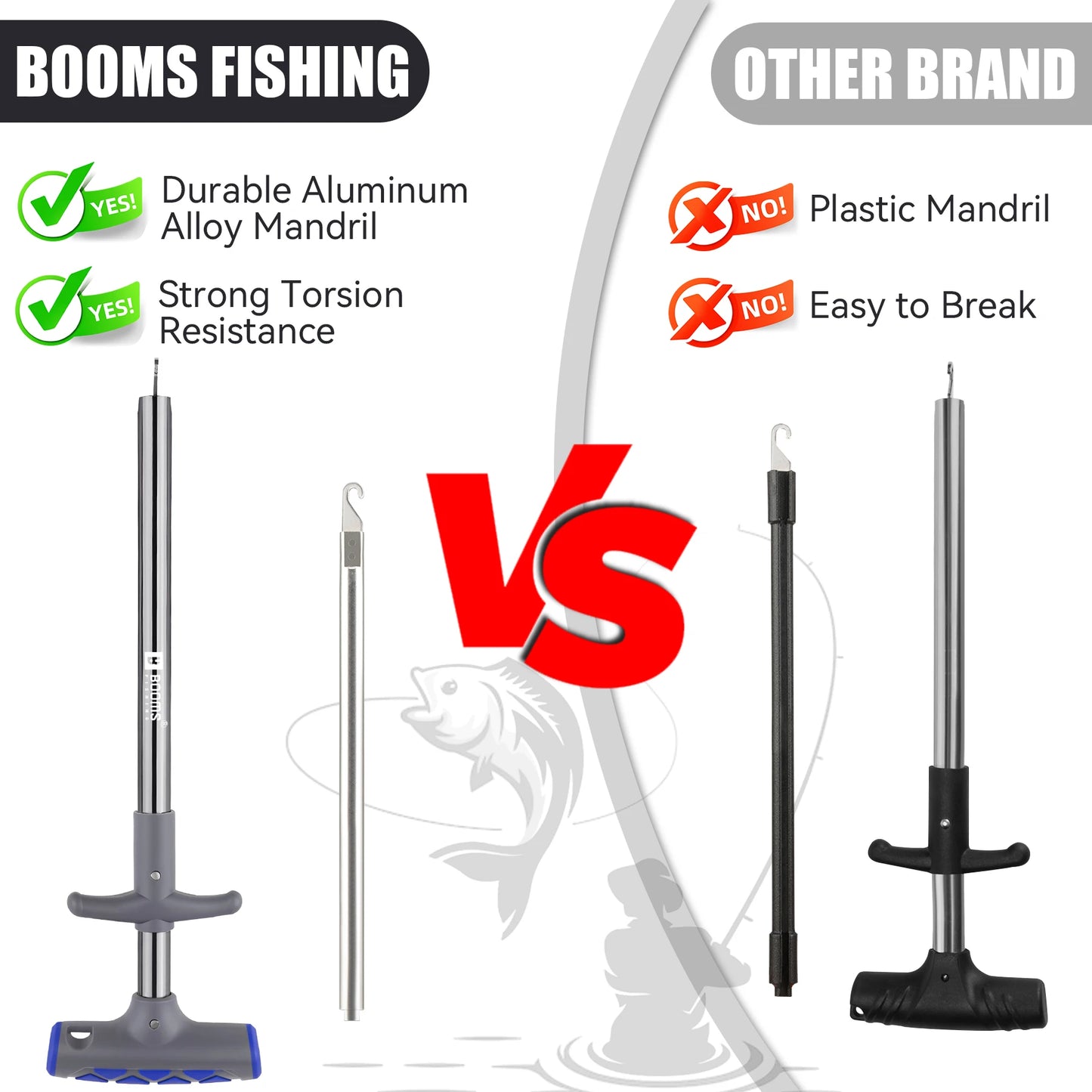 Booms Fishing XW20 Long Fish Hook Remover Reach Dehooker 24cm Fishing Tools Portable Fishing Tackle Accessories with Rope