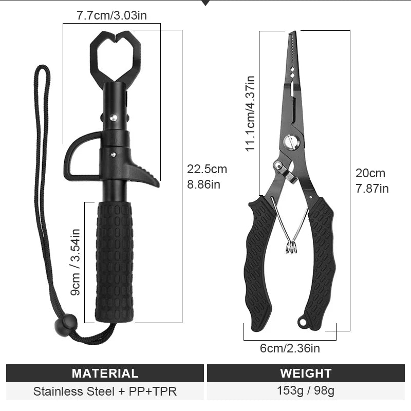 Shawto Aluminium Alloy Fishing Gripper Professional Fishing Lip Grabber Tool Fish Scissors Clip Fish Control Tackle Pliers Gear
