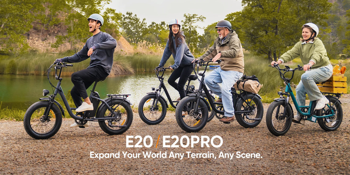 URLIFE E20PRO All-Terrain 20"*4" Fat Tire E-Bike 1500W Motor 48V 15.6Ah Battery 100Mi Range), Color Display & Front Suspension