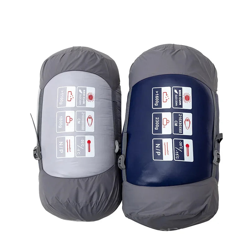 JUNGLEKING Ultralight Mummy Duck Down Sleeping Bag Outdoor Backpacking Camping Hiking Travel Spring Summer Autumn WinterPortable