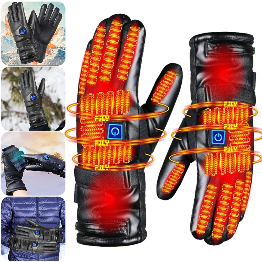 Winter Gloves Rechargeable Heating Gloves Outdoor Riding Skiing Motorcycling Gloves Thermal Touchscreen Gloves  Battery Powered
