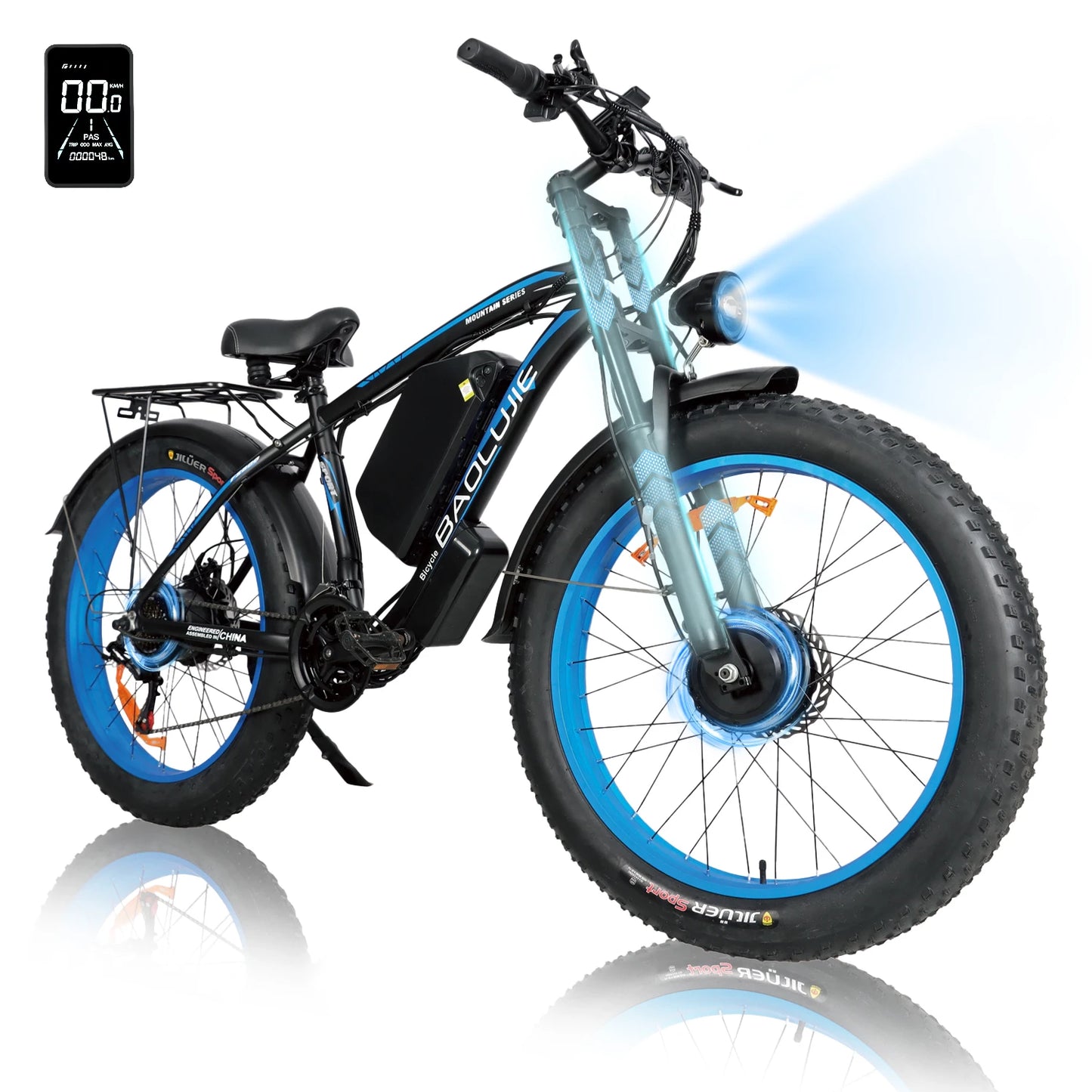 BAOLUJIE Peak 3000W/5000W Dual Motor Electric Bicycle  E-Bike for Adults，Electric Motorcycle 48V/52V Battery，Max Speed 38 MPH