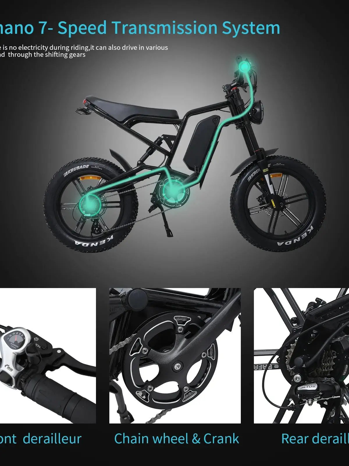 Xtion Electric Mountain Bike 750W 48V 17.5Ah 45Mile Class 3 E-Bike, 20" Fat Tire All-Terrain Bike with LCD Display UL Certified