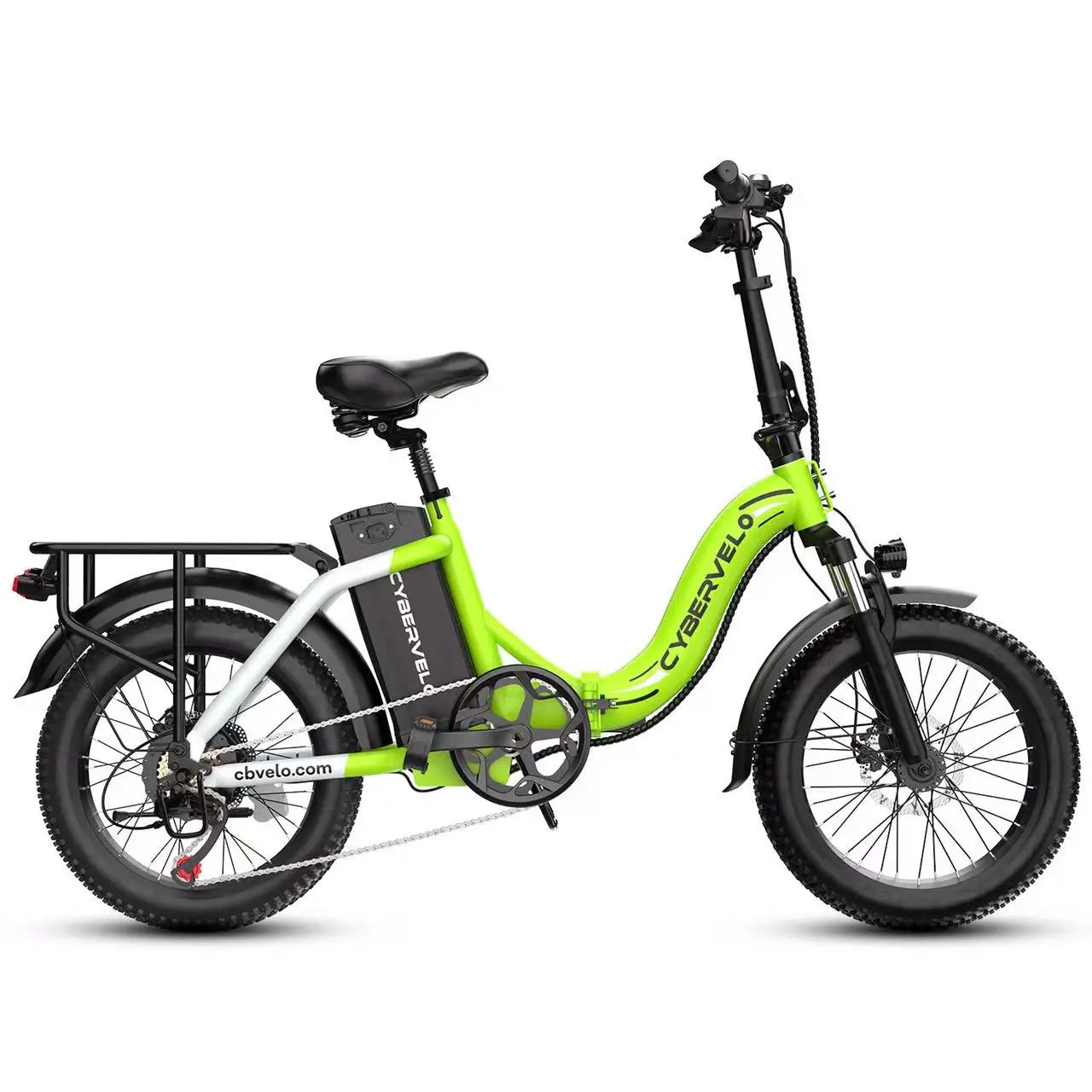 Cybervelo 1000W ebike for adults, 20A Large Removable Battery, Foldable Electric Bike, 20" Fat Tire ebike for all terrain