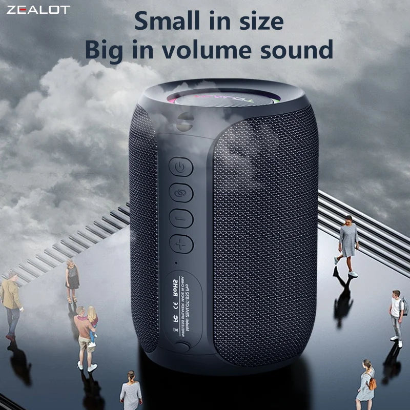 ZEALOT S32 pro Bluetooth Wireless Outdoor Portable Subwoofer Speaker Waterproof IPX6 Dual Pairing 3600mAh Wireless Speaker