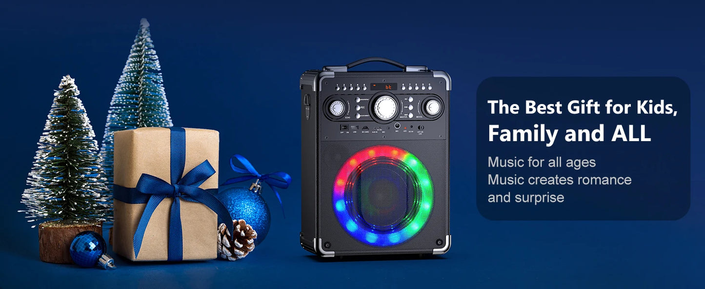 S8-T Kara Ok with 3 Microphones, Portable Bluetooth 5.3 Kara Ok Speaker, Suitable for Outdoor Activities, Parties and Parties