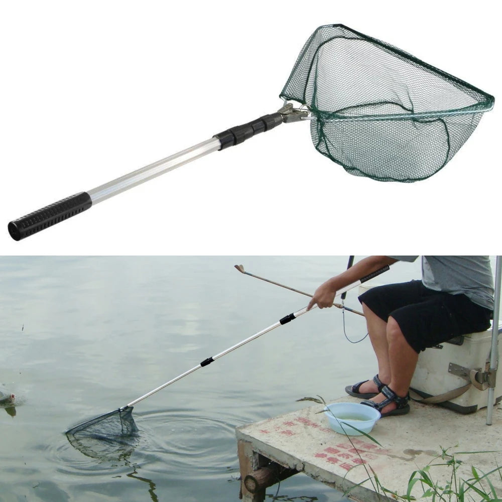 Telescopic Folding Fishing Landing Net 190CM Pole Collapsible Extensible Aluminum long Handle For Bird Fish Catch Aquarium Ponds