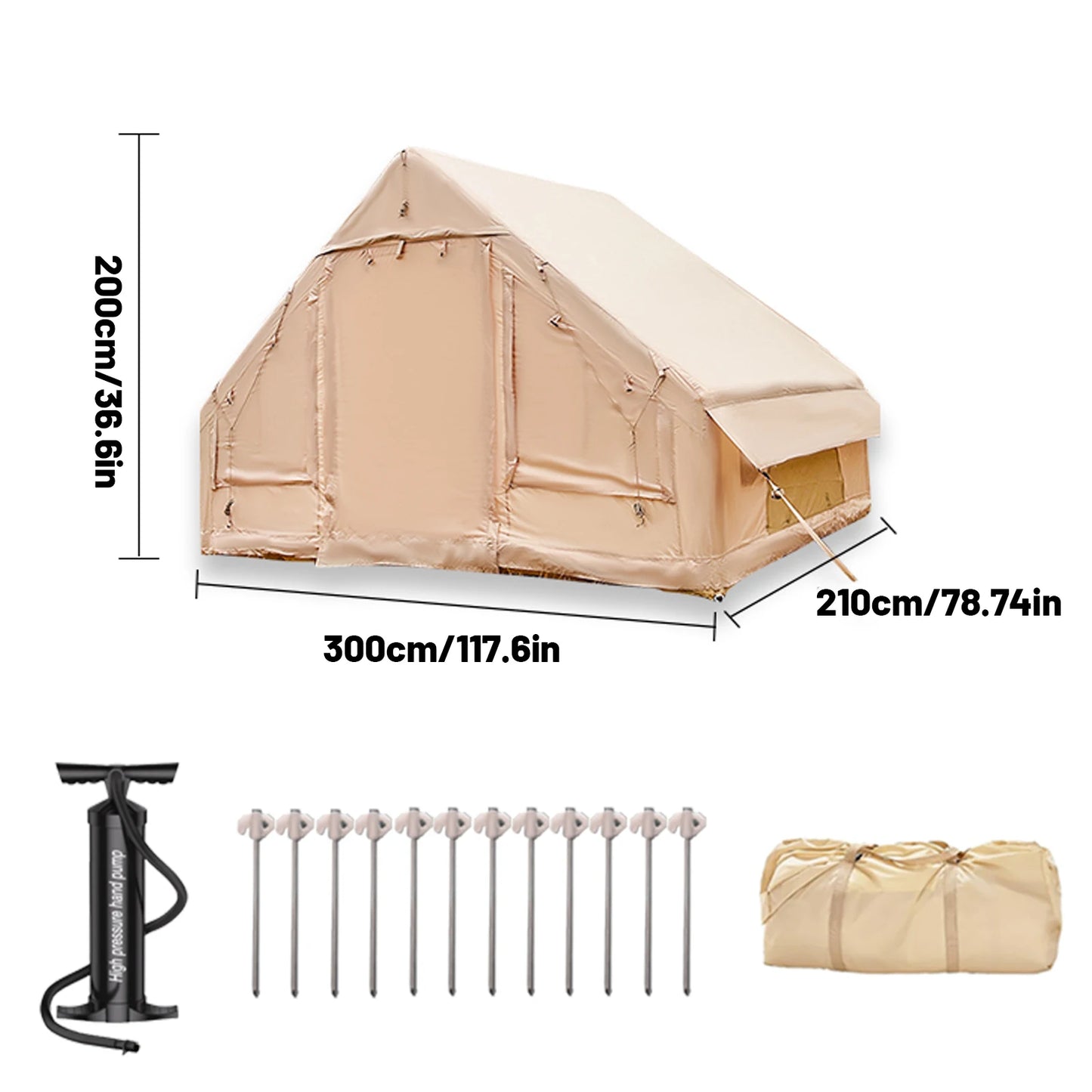 Inflatable camping tent 4-8 people with windows portable water-resistant camping tent  Four season tents