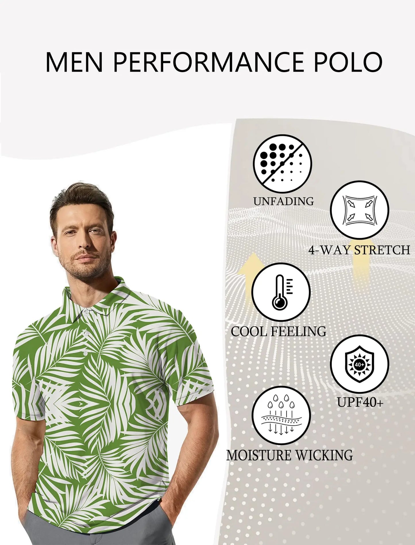 Men's Golf Shirt Hawaii Golf Polo Shirt Tennis Sports T-shirt Soft Breathable Elastic Fabric Short Sleeve