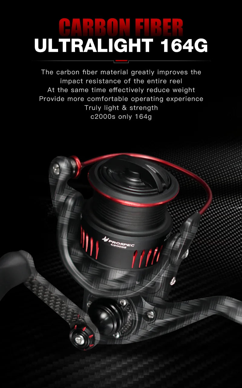 Seasir Prospec Spining Reel P-Series Ultralight Carbon Fiber Washers 8+1BB Max Drag 9Kg Freshwater Saltwater Fishing Coil