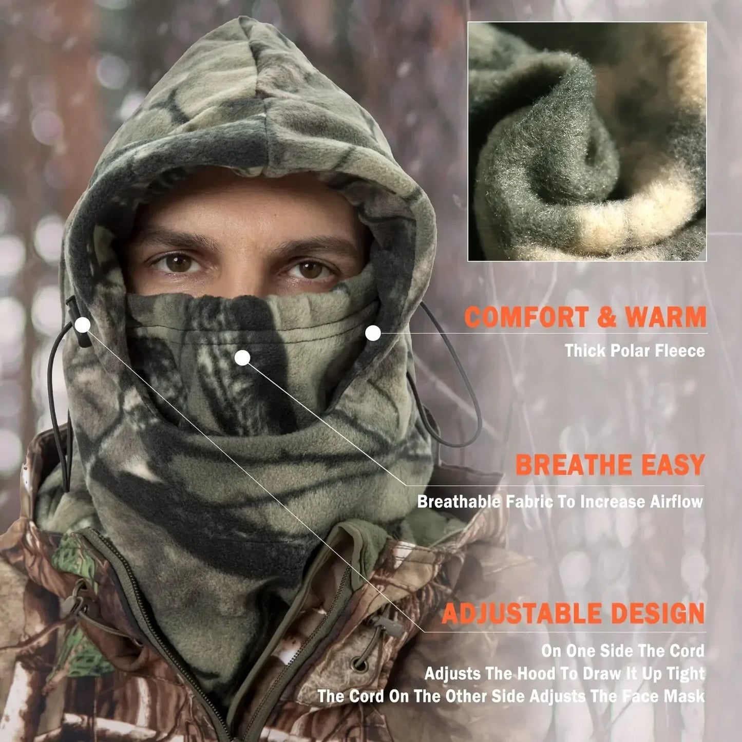 Winter Balaclava Thermal Fleece Ski Mask Neck Warmer Hoods Full Face Mask Outdoor Sports Cycling Hunting Hiking Warm Hat Cap