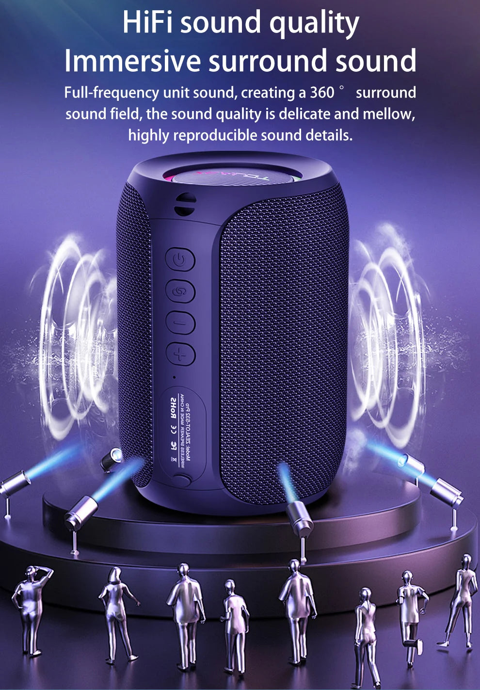 ZEALOT S32 pro Bluetooth Wireless Outdoor Portable Subwoofer Speaker Waterproof IPX6 Dual Pairing 3600mAh Wireless Speaker