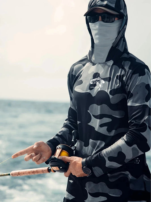 Fishing Hoodie Sailing Shirt Men Long Sleeve Sun Protection Hunting Jersey Camisa De Pesca Performance Fish Gear Beach Tops Wear