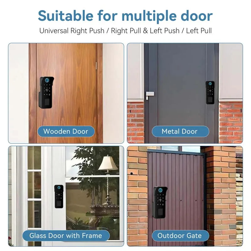 Tuya Waterproof Smart Door Lock Fingerprint Outdoor Garden Remote Control APP Card Digital Code Electronic Double Rim Lock﻿ ﻿