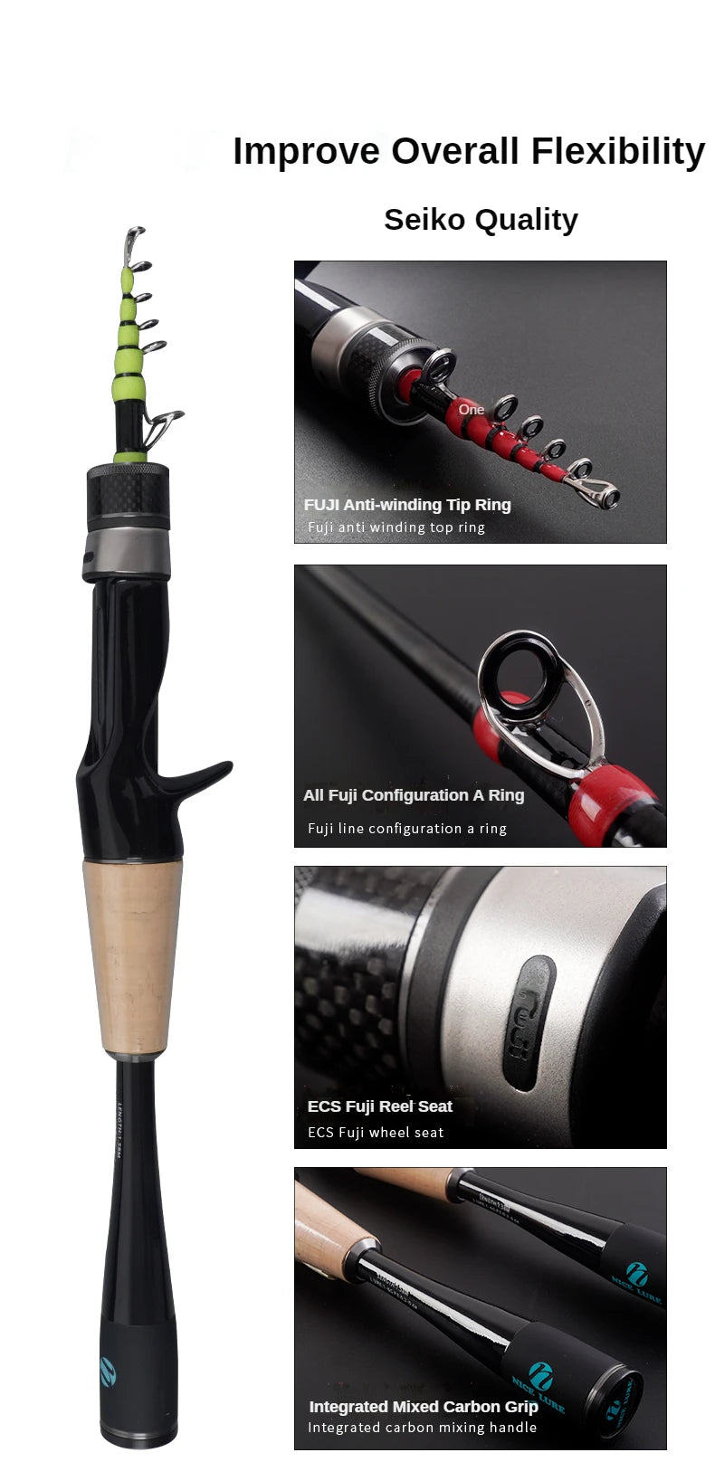 PURELURE 1.50m XUL BFS Telescopic Rod 5ft Travel Rod Trout Spinning Casting Solid Tip Carbon Fishing Rod Small Bait Perch Rod
