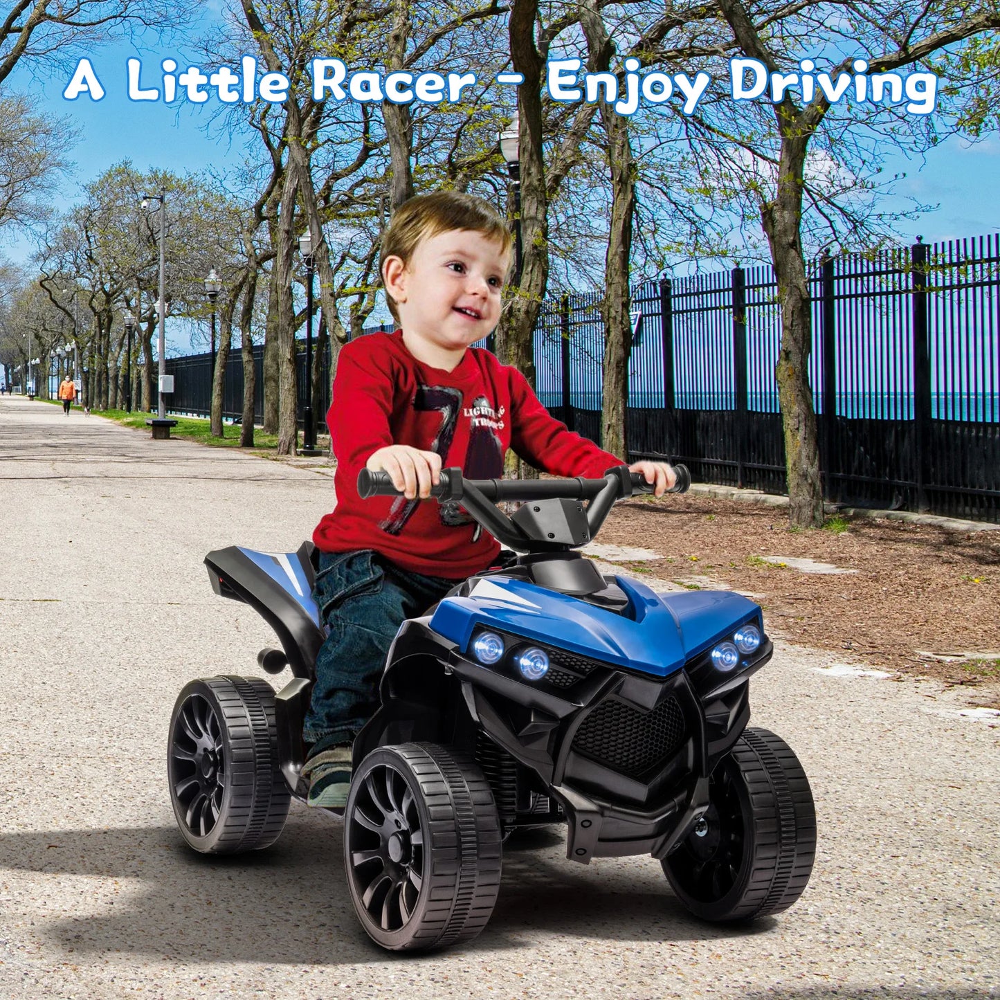 6V Ride On Toys 4-Wheeler Quad ATV Electric Car for Kids 1.8MPH Max Speed, Treaded Tires,Rubber Handles, Push-Button Accelerator