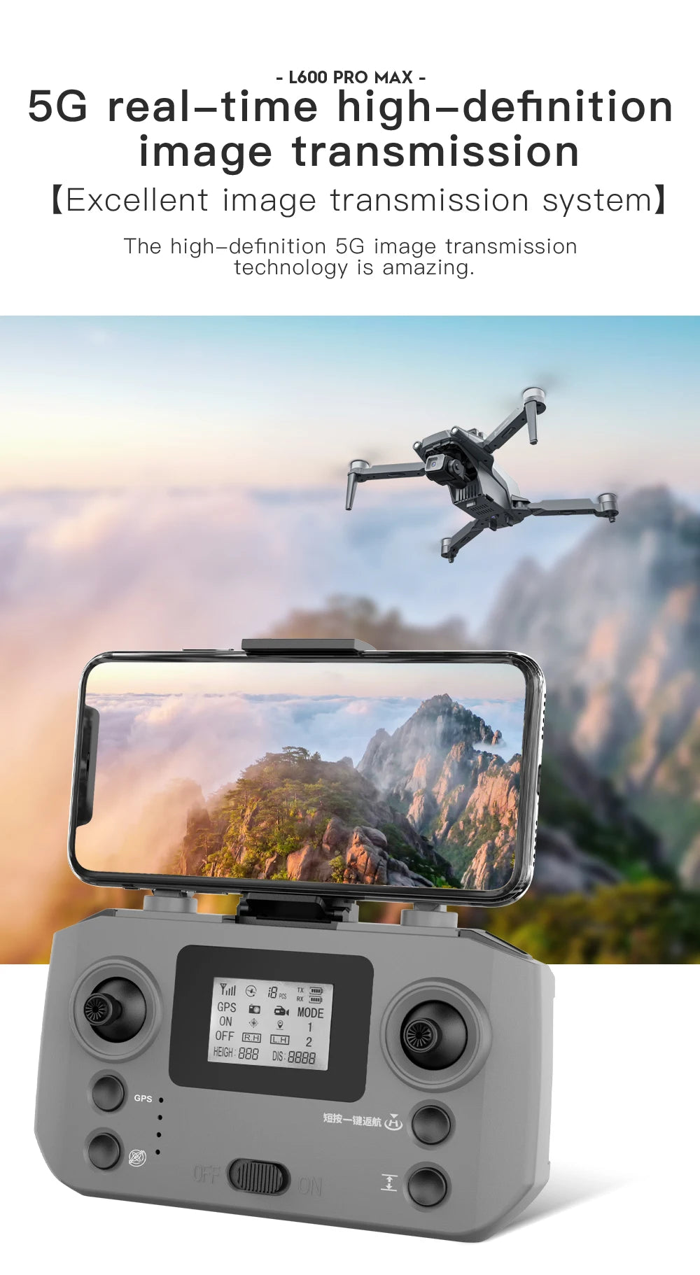 L600 PRO MAX GPS Drone Professional 4K 3-Axis PTZ HD Dual Camera Obstacle Avoidance Brushless Motor 5G WIFI RC Quadcopter Toys