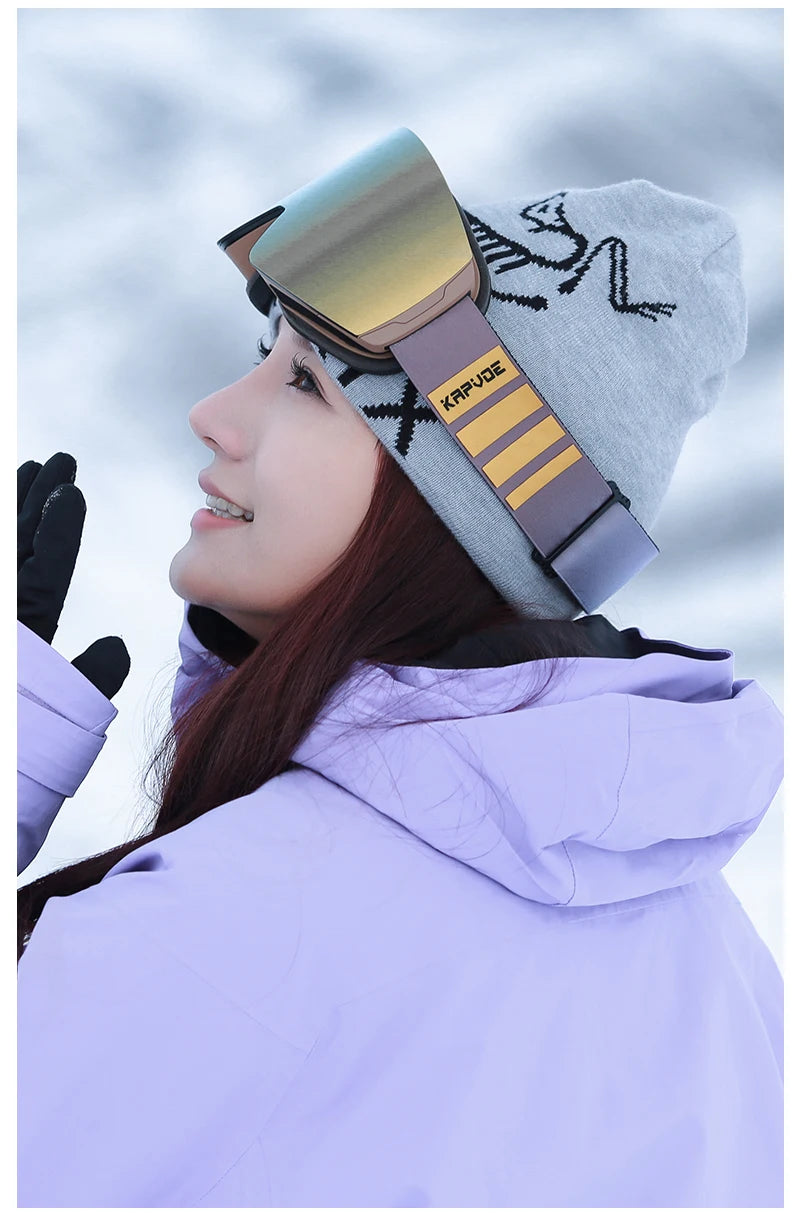 KAPVOE New Photochromic Ski Goggles Snowboard OTG Snow Glasses Magnetic Lens Men Women UV400 Double Layers Lens Anti Fog Skating
