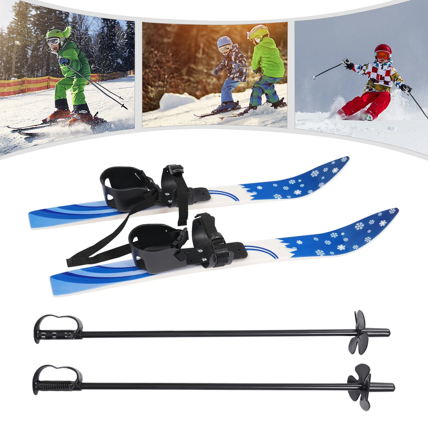 68*6cm Ski Set Kids Skis and Poles Primary Ski Double Board Children's Beginner Snow Skis  for Children Outdoor Snow Recreationa
