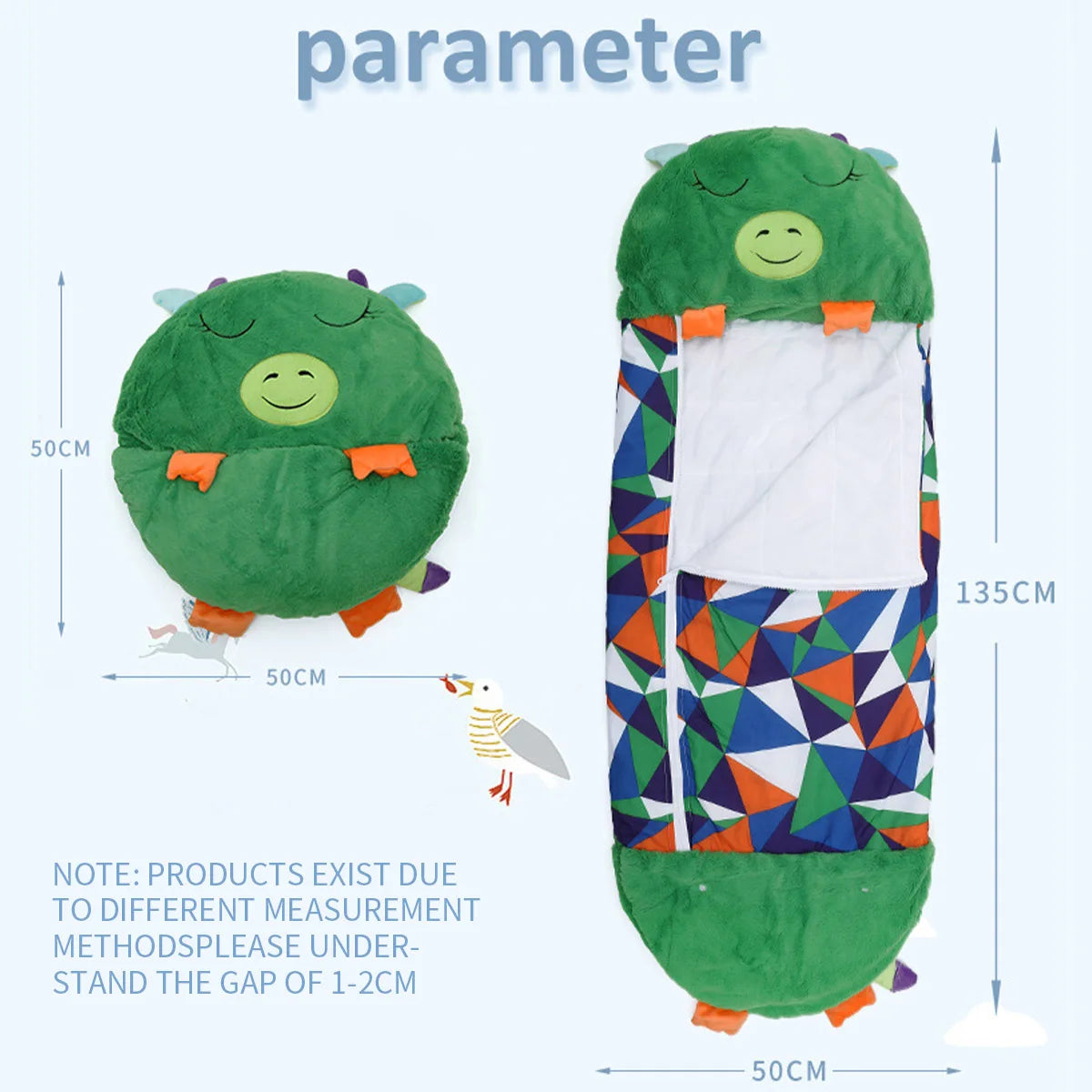 Children's Cartoon Sleeping Bag with Pillow for Birthday Gift Kids Comfy Plush Warm Sleepy Sack Animal Boys Girls Soft Sleepsack