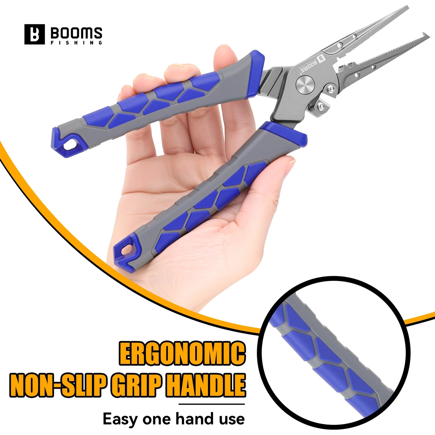 Booms Fishing XW15 Fishing Pliers 7.6in Carbon Steel Split Ring Hook Remover Pliers Stainless Steel Braid Line Cut Fishing Gear