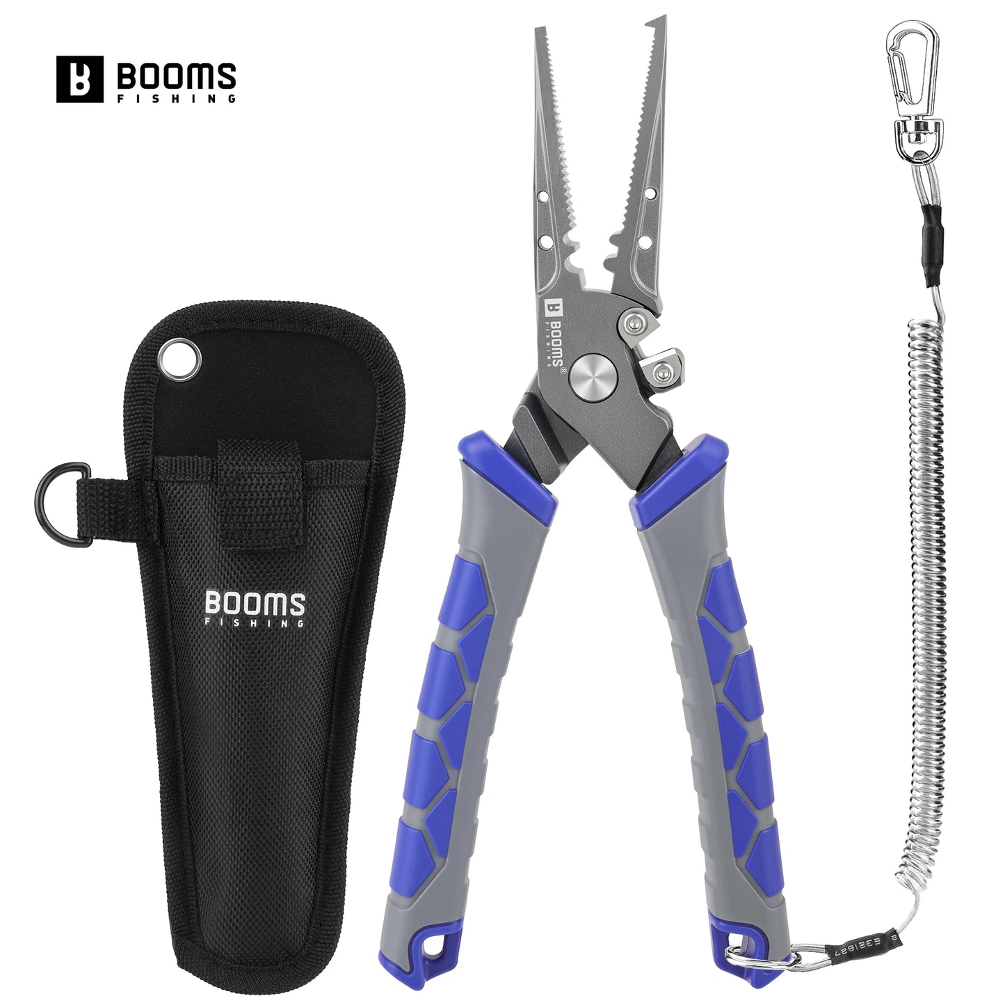 Booms Fishing XW15 Fishing Pliers 7.6in Carbon Steel Split Ring Hook Remover Pliers Stainless Steel Braid Line Cut Fishing Gear