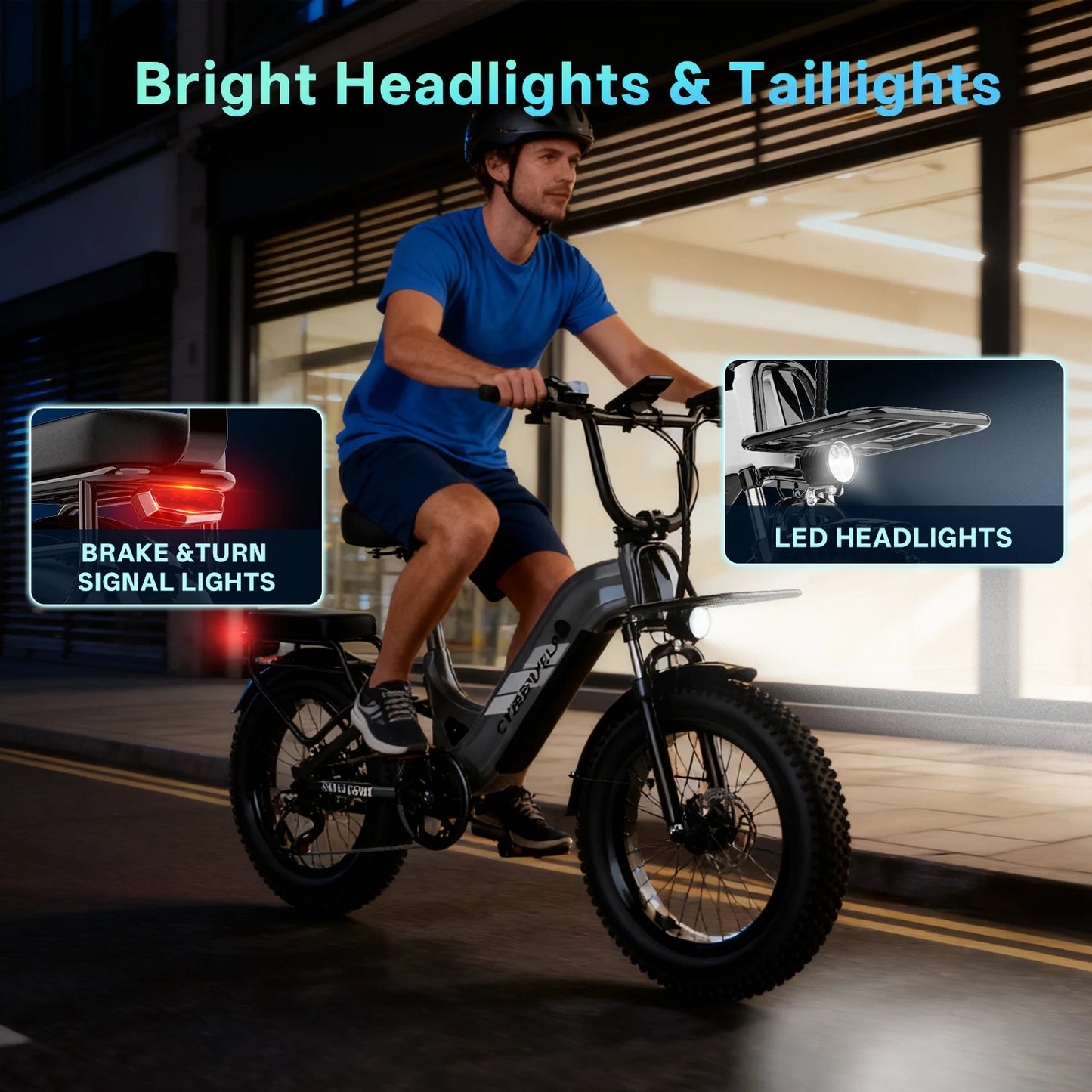 Cybervelo Step-Thru Electric Bike for Adults, 48V 20AH Removable Battery, 20" Fat Tire Shimano 7-Speed Commuter ebike EK12